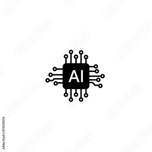 AI Microchip Artificial Intelligence Technology Icon