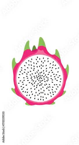 Dragon Fruit Slice Isolated White Background.