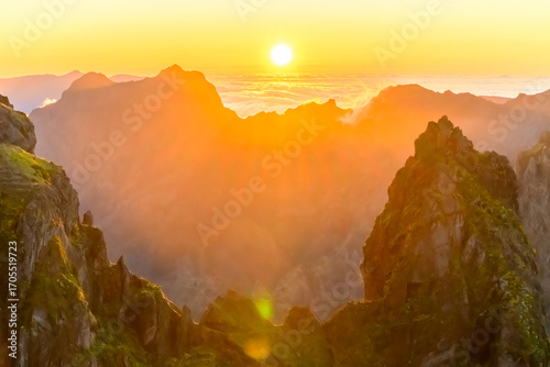 On the PR1 hiking trail at Pico do Arieiro on the island of Madeira