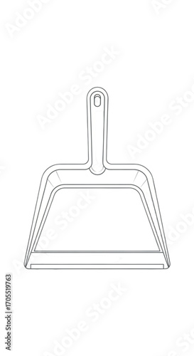 Dustpan and Brush Outline Drawing.