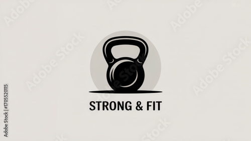 Logo design featuring a kettlebell with the words strong fit below it, ideal for fitness, gym, or healthrelated businesses