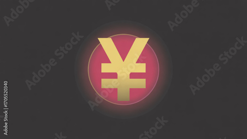 Illustration of a yen symbol on a dark background, representing finance, currency, and the japanese economy