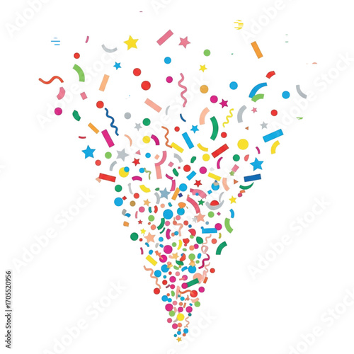 Explosion of Colorful Confetti and Streamers.