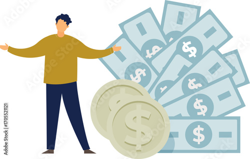 Boy showing his income