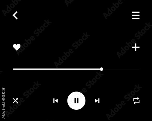 icon media music player. Player Interface Icons . Modern Vector Design for Mobile Apps . Multimedia UI navigation buttons