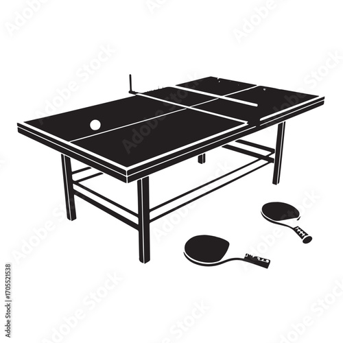 Black table tennis ping pong Silhouette Vector, High Quality Illustration on White Background