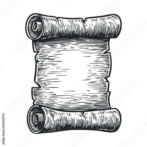 Blank vintage scroll for messages or announcements. Vector illustration
