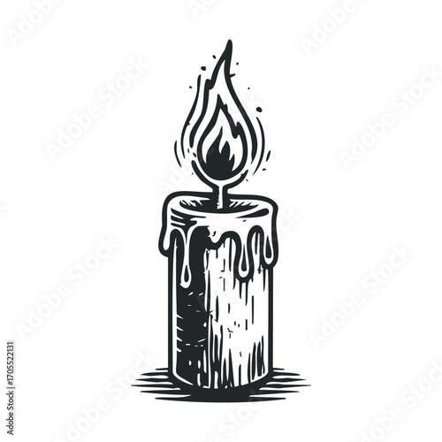 Candle flame design for cozy ambiance and relaxation purposes. Vector illustration