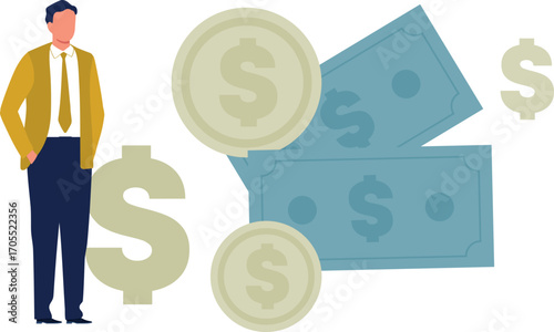 Rich man showing money