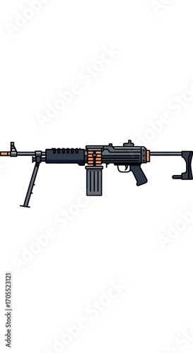 FN Minimi Light Machine Gun with Ammunition Belt.