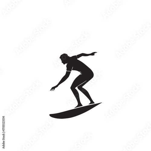 Black surfing Silhouette Vector, High Quality Illustration on White Background