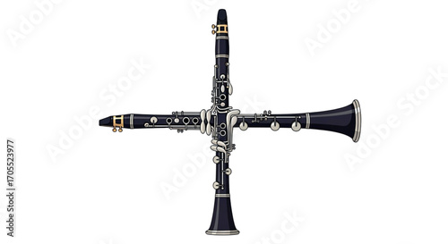Four Clarinets Arranged in a Cross Shape.