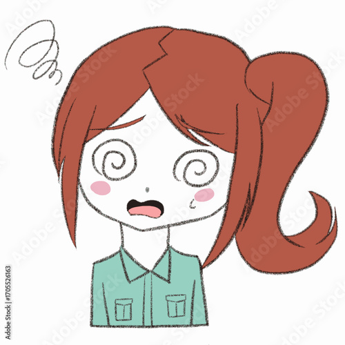 混乱している作業員の女の子