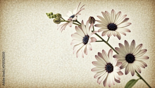Delicate flower arrangement nature digital artwork soft background close-up beauty and elegance