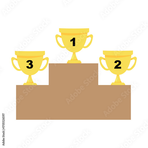 Vector illustration of award. Prize places. Cups awarding