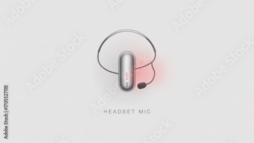 Headset microphone the headset is sleek and modern, with a silver and black design and a red light