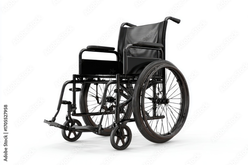 Fototapeta premium Black wheelchair against white background (1)