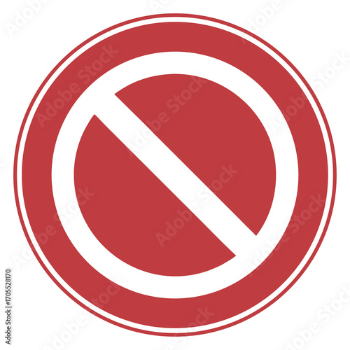 Vector art of a red and white prohibition sign signifies restriction, warning, and safety, conveying a message of no entry or forbidden action