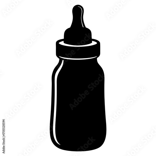 Silhouette  Feeding bottle on white background
