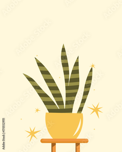 Flower in a pot postcard, banner