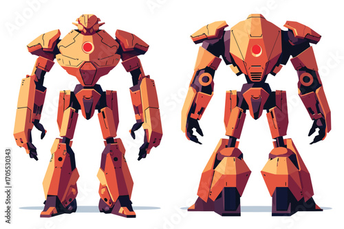 Mecha robots set warfare isolated