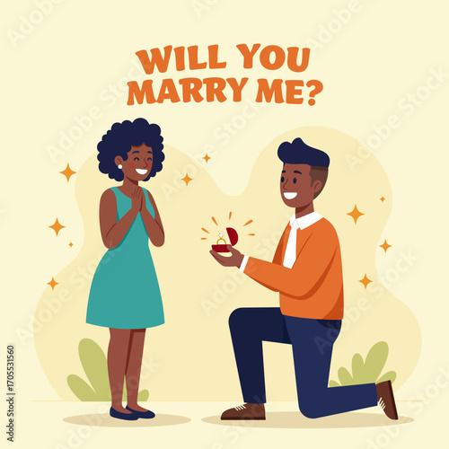 A man is proposing to his girlfriend, vector illustration