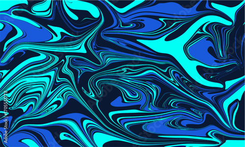 A vibrant blue and cyan liquid marble abstract background. A modern, fluid swirling paint texture for trendy backdrops, wallpapers, and branding. Fully editable vector illustration (EPS).