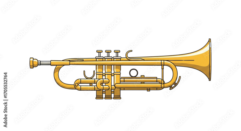 Obraz premium Golden Trumpet Musical Instrument Illustration.