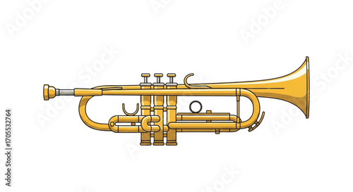 Golden Trumpet Musical Instrument Illustration.