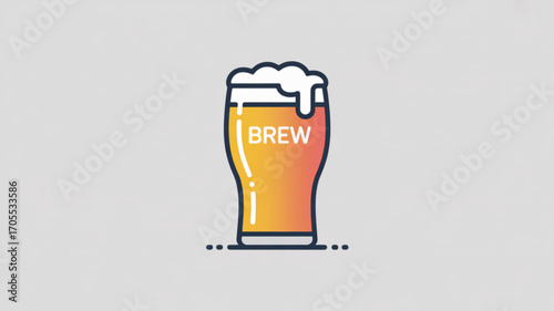 A refreshing pint of beer with the word brew on it, perfect for a bar or brewery advertisement