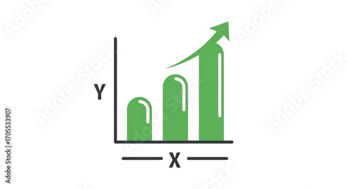 Green Bar Chart Showing Upward Trend.