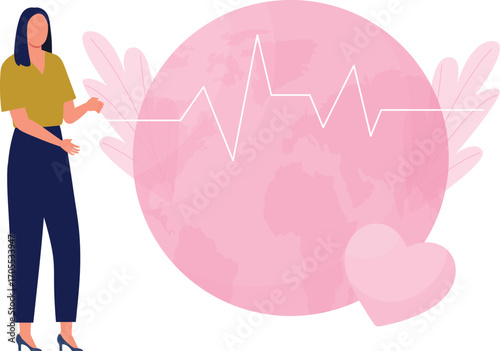 Girl giving explanation about heart care