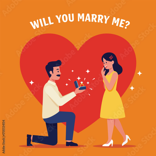 A man is proposing to his girlfriend, vector illustration