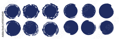 Grunge stamps Collection, circles. Black round abstract backgrounds smears. Banners, icons , logos, icons, labels and badges set . Vector texture of a disaster form
