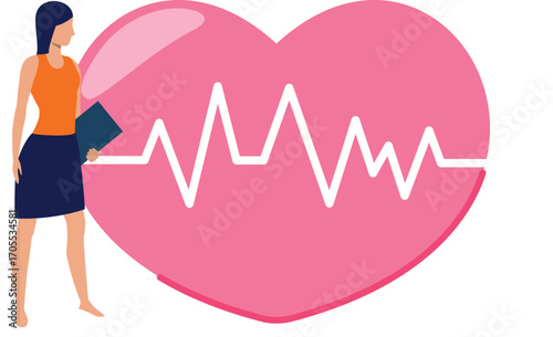 Girl staring at normal heart pulses