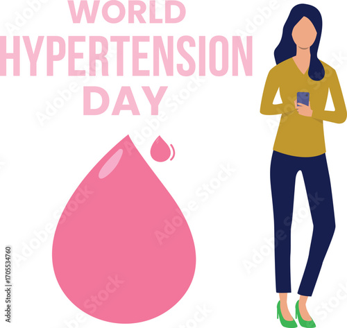 Girl using phone searches about hypertension day