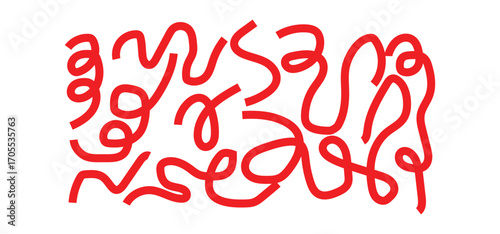 Multi colored squiggles with circles seamless pattern. Brush drawn bold curved lines, waves and swirls. Abstract geometric colorful background with organic bold lines. Childish doodles and scribbles.