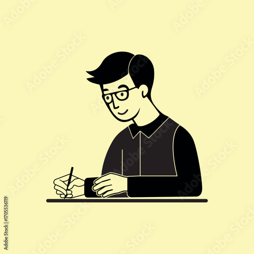 Man  writting on the desk