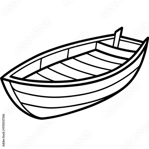 Antique Rowboat Line Vector