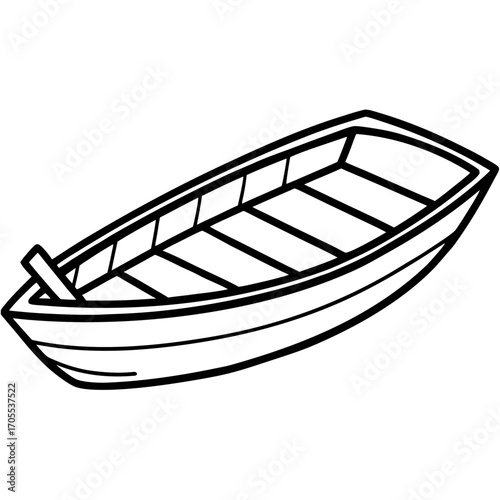 Antique Rowboat Line Vector