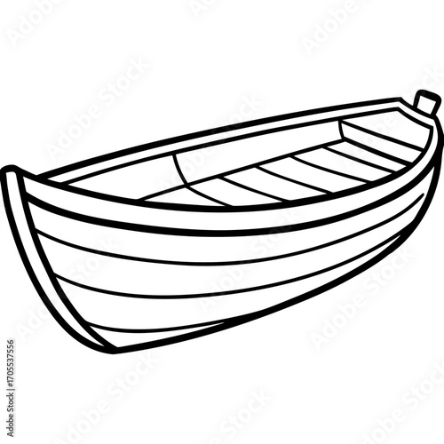 Antique Rowboat Line Vector