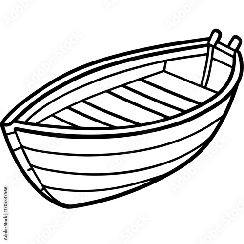 Antique Rowboat Line Vector