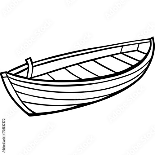 Antique Rowboat Line Vector