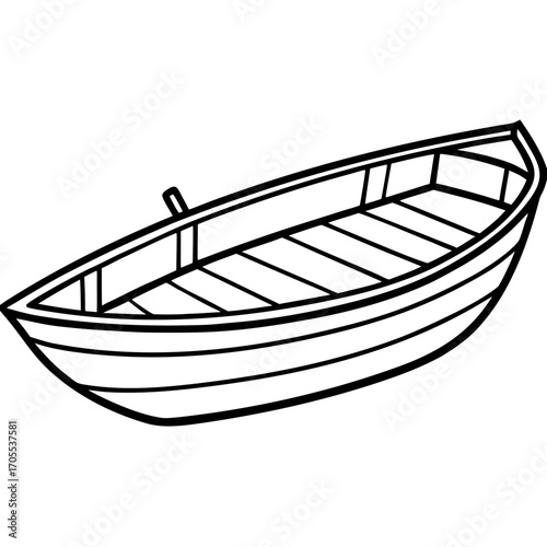 Antique Rowboat Line Vector
