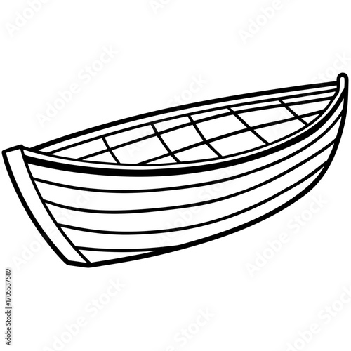 Antique Rowboat Line Vector