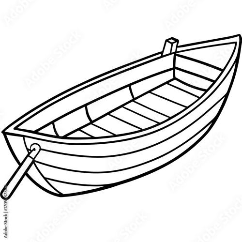 Antique Rowboat Line Vector
