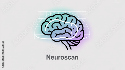 Neuroscan a stylized brain illustration with a focus on neuroscience and technology, perfect for medical content