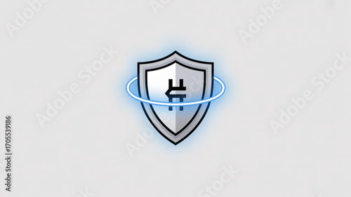 Digital currency security shield with crypto symbol and glowing ring, representing protection and safety in online transactions