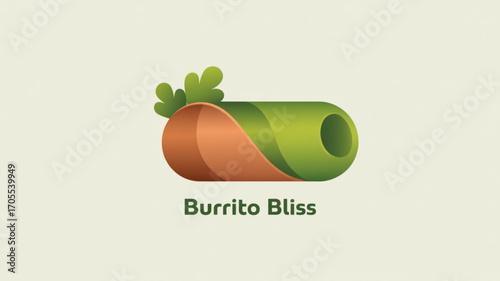 A playful burrito logo design featuring a stylized burrito with fresh cilantro, perfect for a restaurant or food business branding