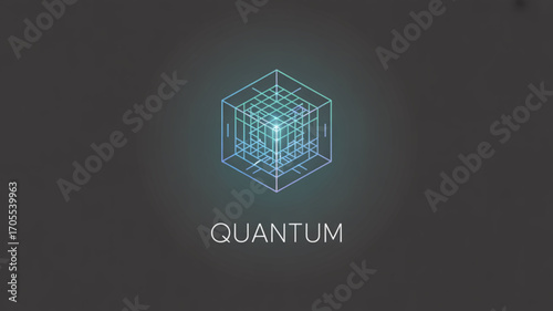 A modern quantum computing logo featuring a glowing cube grid, ideal for technology, science, or innovative business branding